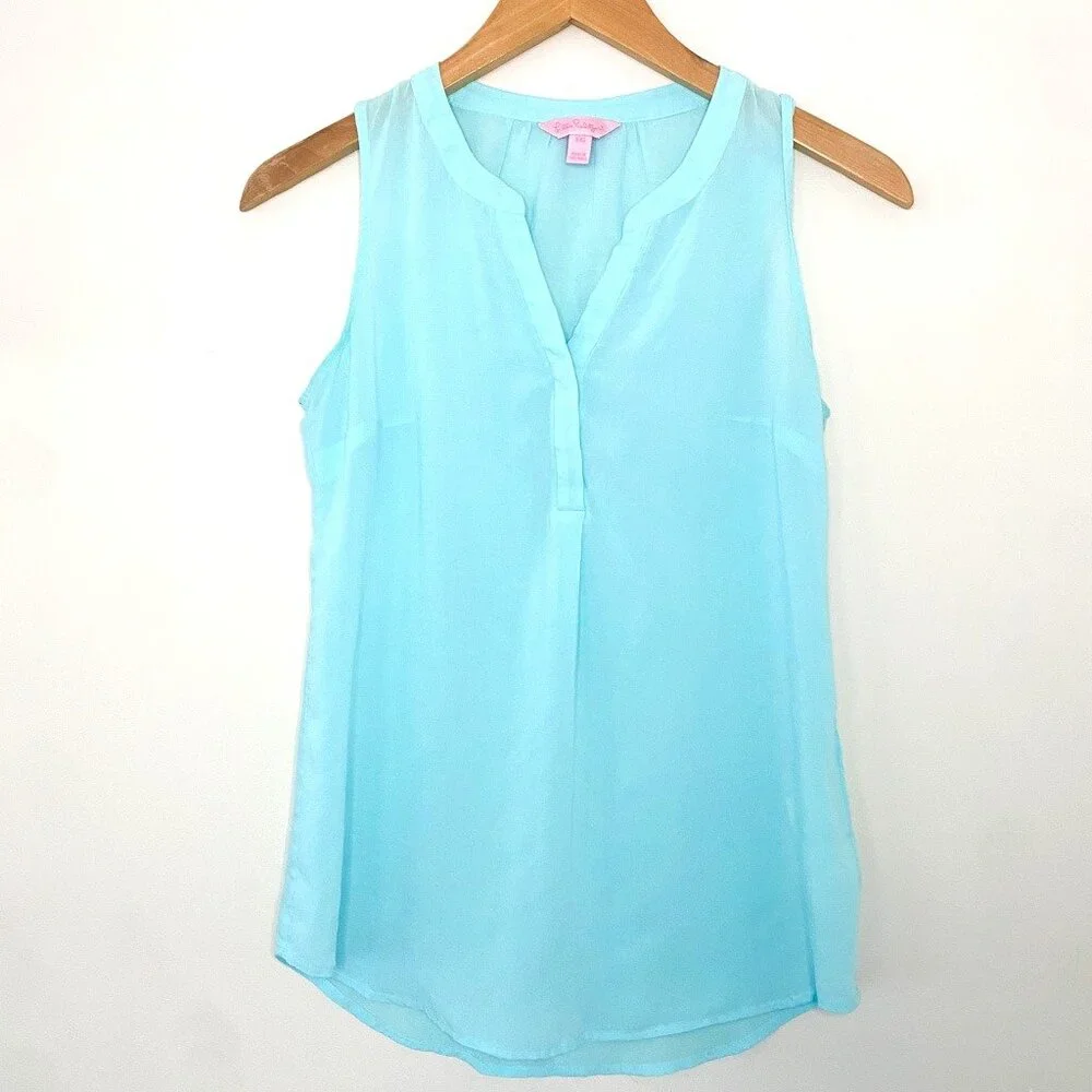 Lilly Pulitzer Stacey Sleeveless Top - Serene Blue XXS‎ - Picture 2 of 5
